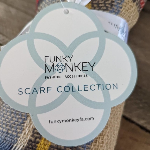 Funky Monkey Red & Green Plaid Blanket Infinity Scarf - Picture 2 of 5